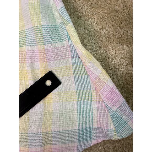 Old Navy Linen Blend Green Madras Dress Sz L Pockets Tie Front C165 - Picture 10 of 11